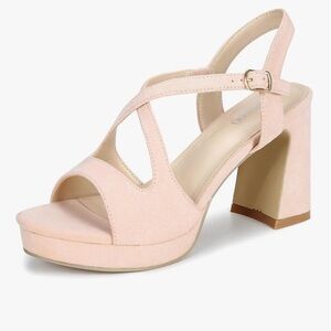 New Platform Heels Open Toe Strappy High Chunky Sandals heels  3.55 Inches